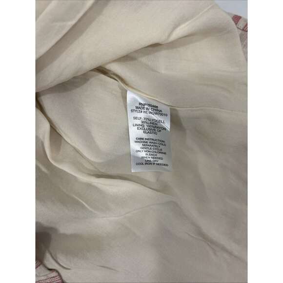 Market & Spruce Women Large Neriah Smocked Red Linen Blend Dress Lined Midi - Picture 5 of 9